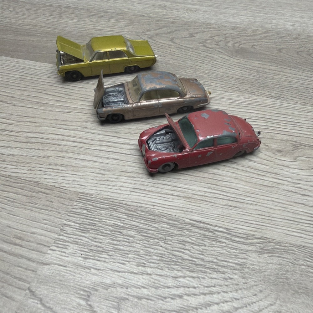 Matchbox Lesney No. 65 Jaguar 3.4 Litre, No. 28 Jaguar MK10, No.36 Opel Diplomat